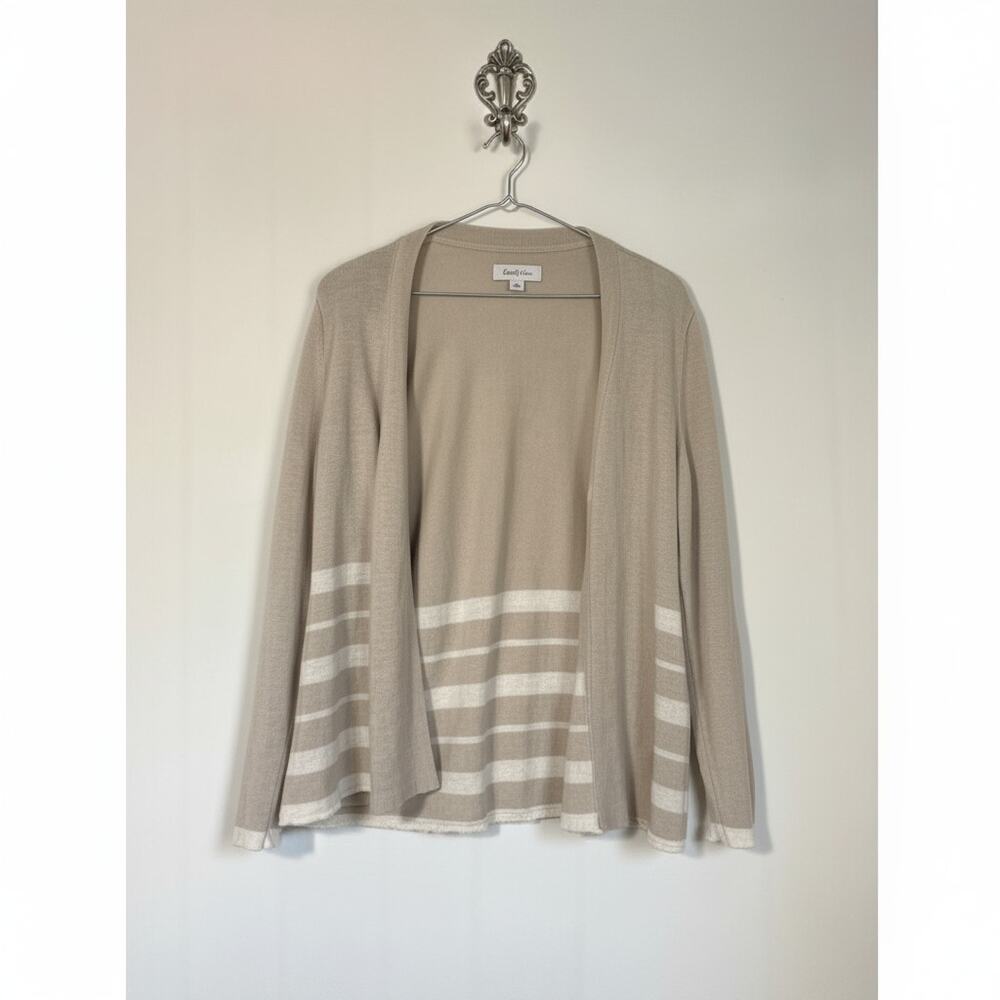 Liz Claiborne · Rayon Blend · Open Front Cardigan · Lace Trim Knit · Beige · XL